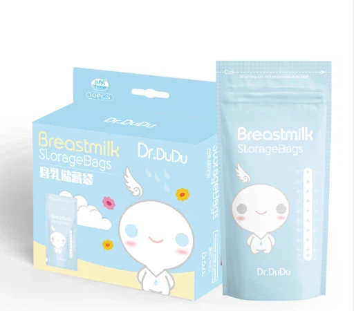 Pecynnu Stand Up Plastig Wedi'i Argraffu'n Bersonol Bagiau Storio Llaeth y Fron Anifeiliaid Anwes/Pe Am Ddim BPA